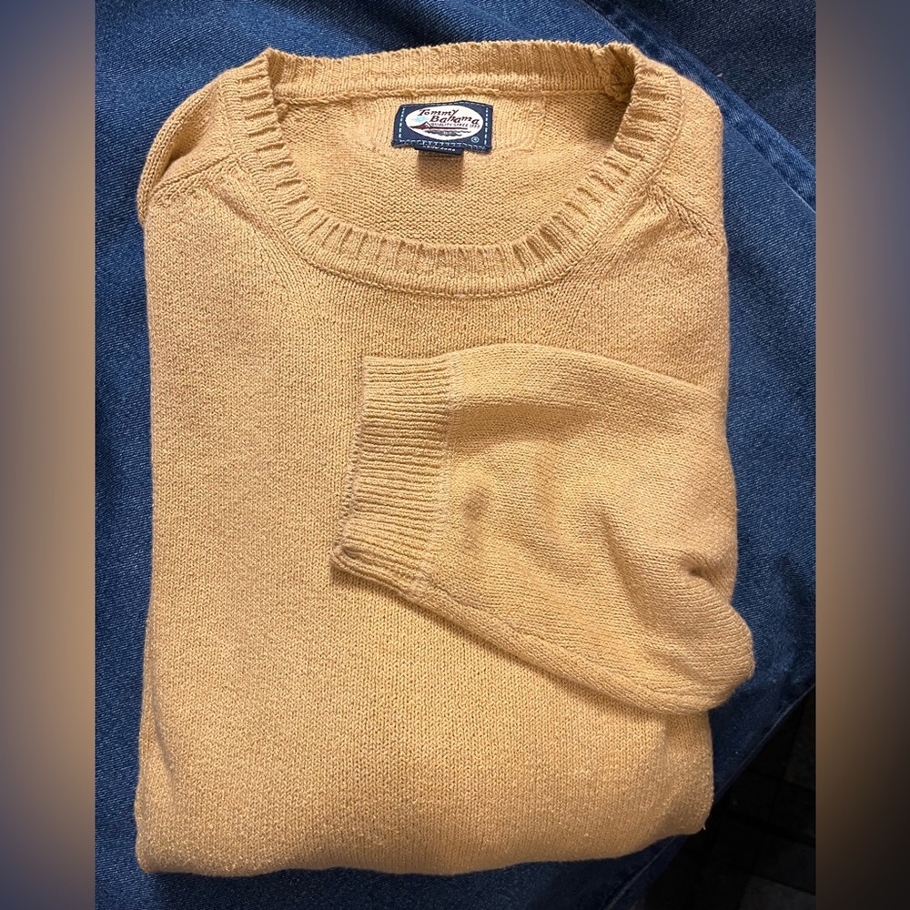 Tommy Bahama Men’s Crewneck Pullover Golden Wheat Yellow Sweater Size Large